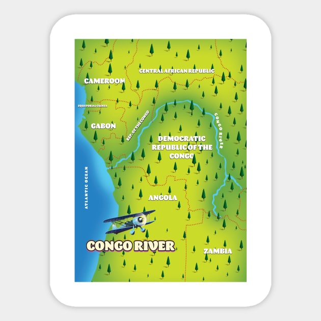 Congo River Map Sticker by nickemporium1